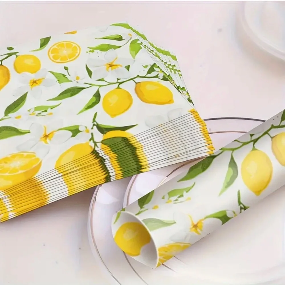 Panalisa Lemon Print Luncheon Paper Napkins, 20 ct